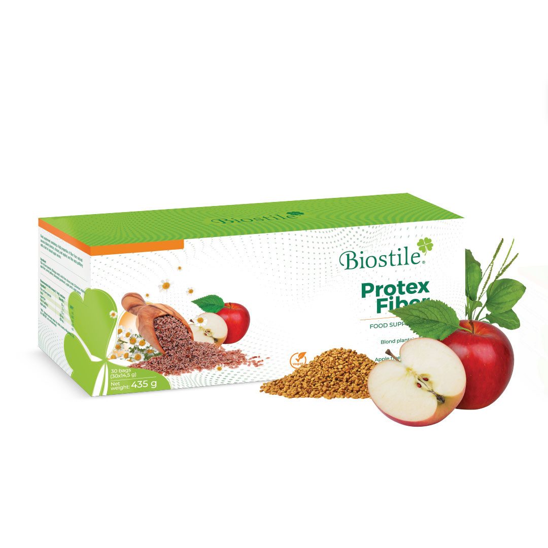 Biostile Ballaststoffe Pulver mit Flohsamen für Verdauung und Darm, Beutel, 435 g, Protex Faser mit Apfelfasern, Bertramwurzel, 30 Beutel