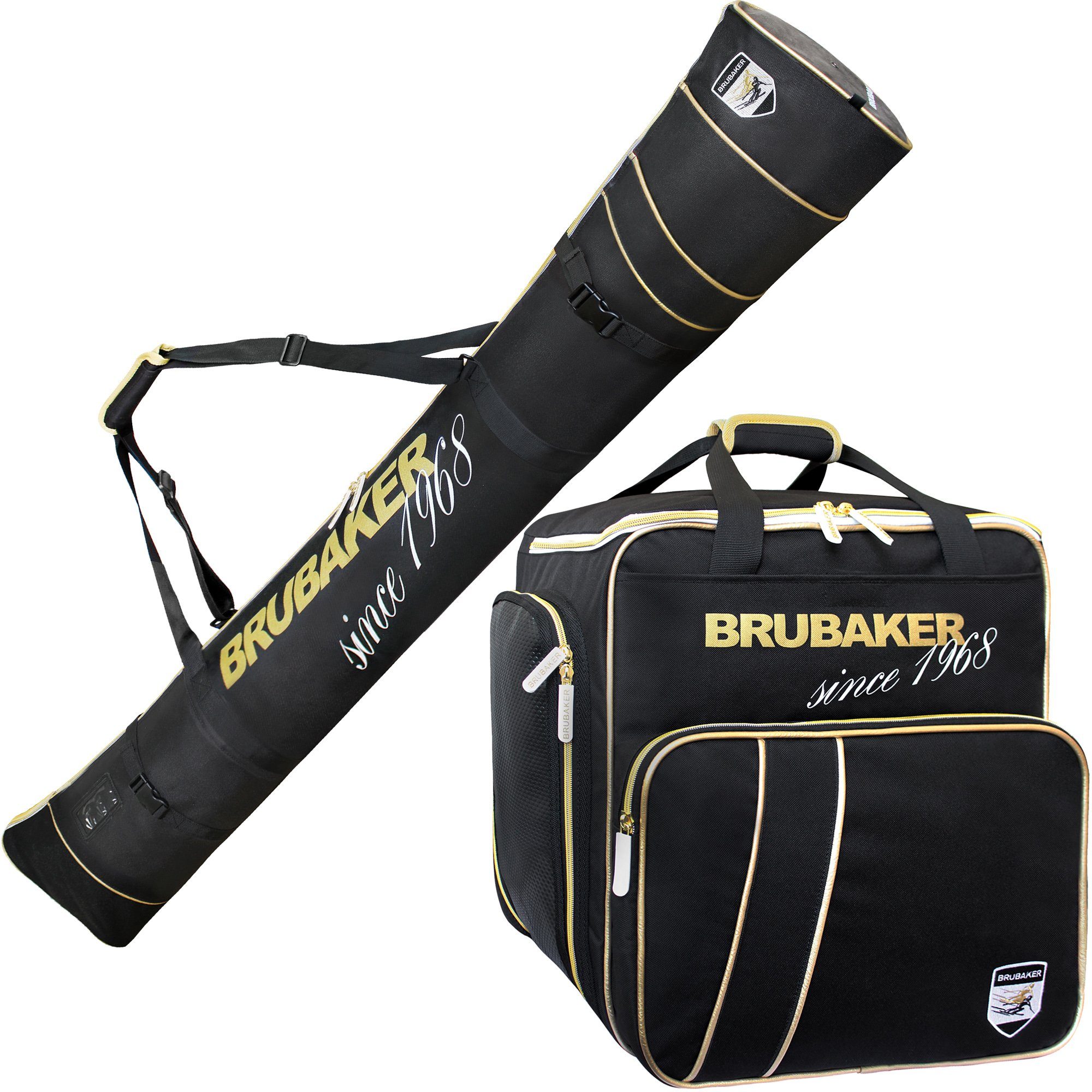 BRUBAKER Skitasche Carver "Grenoble" - Ski Taschen Kombi Set (Skitaschen-Set, 2-tlg., reißfest und nässeabweisend), Skisack und Skischuhtasche für 1 Paar Skier