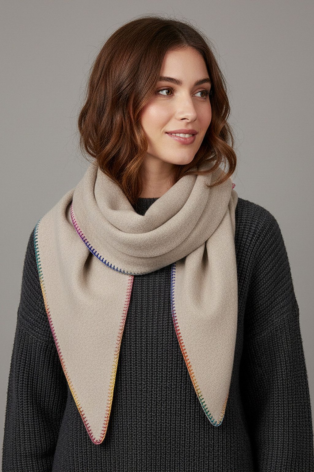 Faera Modeschal Regenbogen Zierkante Sehr Weich, (1-St), 9430 in Beige günstig online kaufen