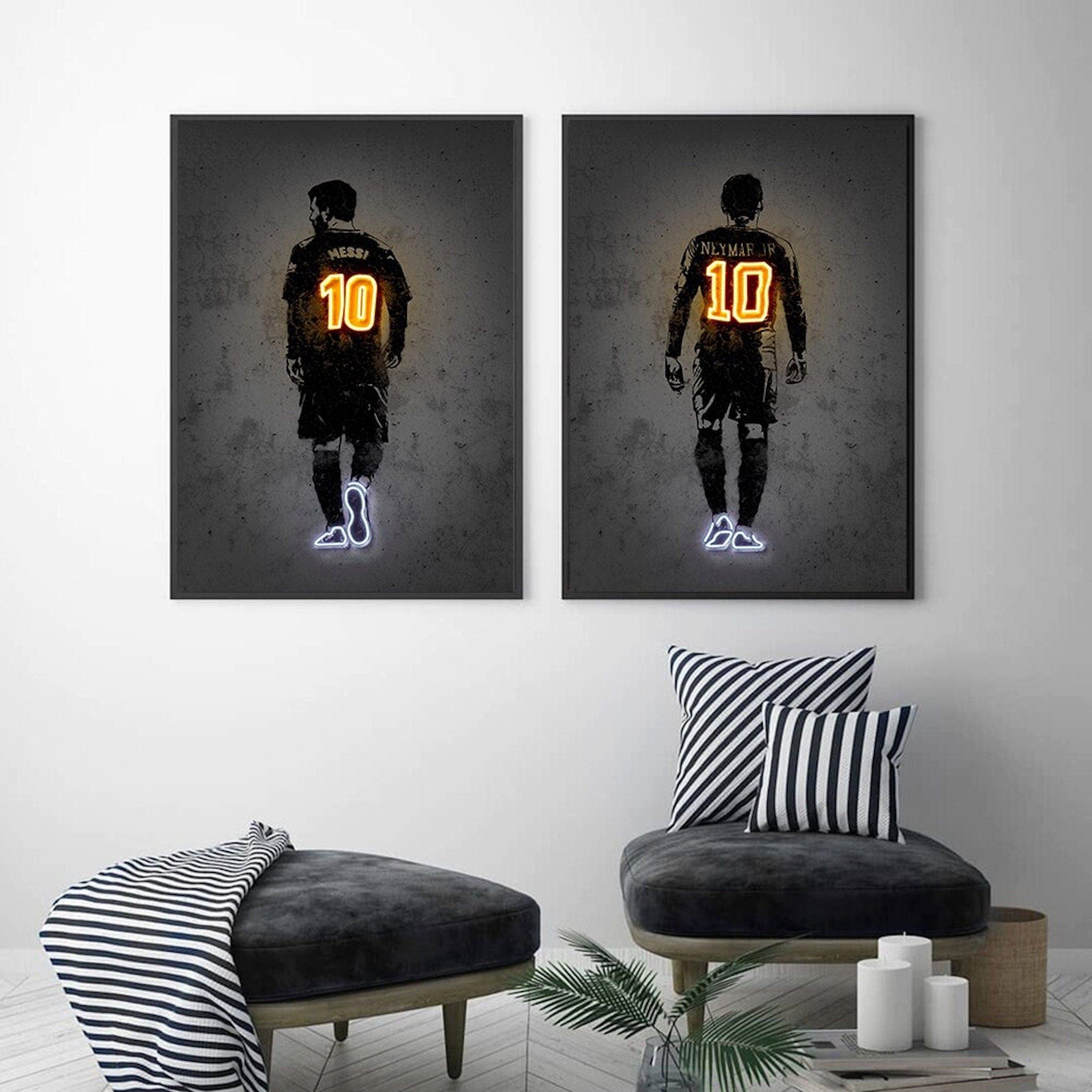 JUSTGOODMOOD Poster Fußball Lionel Messi Nummer 10 Christiano Ronaldo 7 und Neymar Jr 10 m, Messi (1 St)