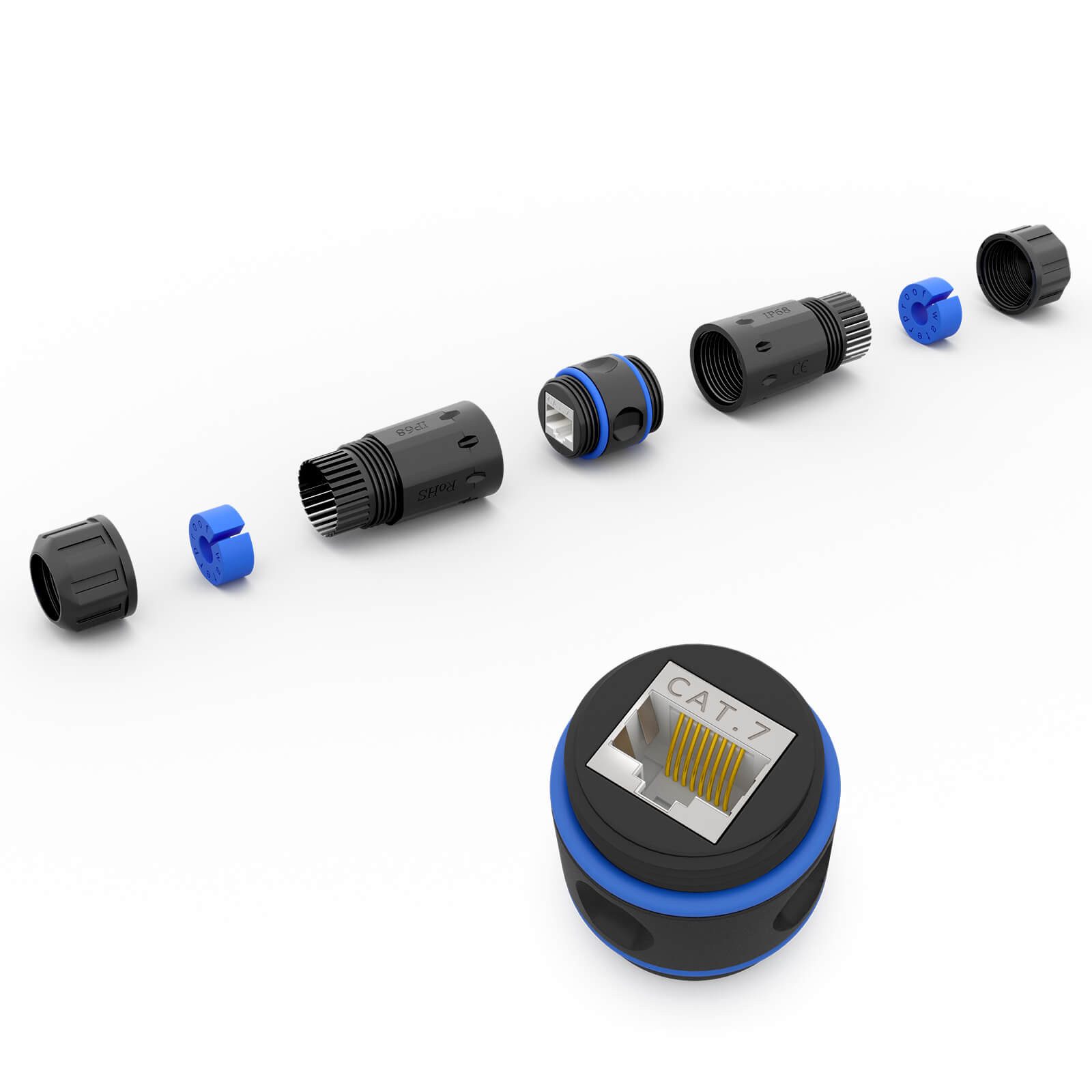 HB-DIGITAL Kabelverbinder-Sortiment Kabelverbinder CAT 7 Outdoor Netzwerk Steckverbinder RJ45 wasserdicht, für Außenbereich