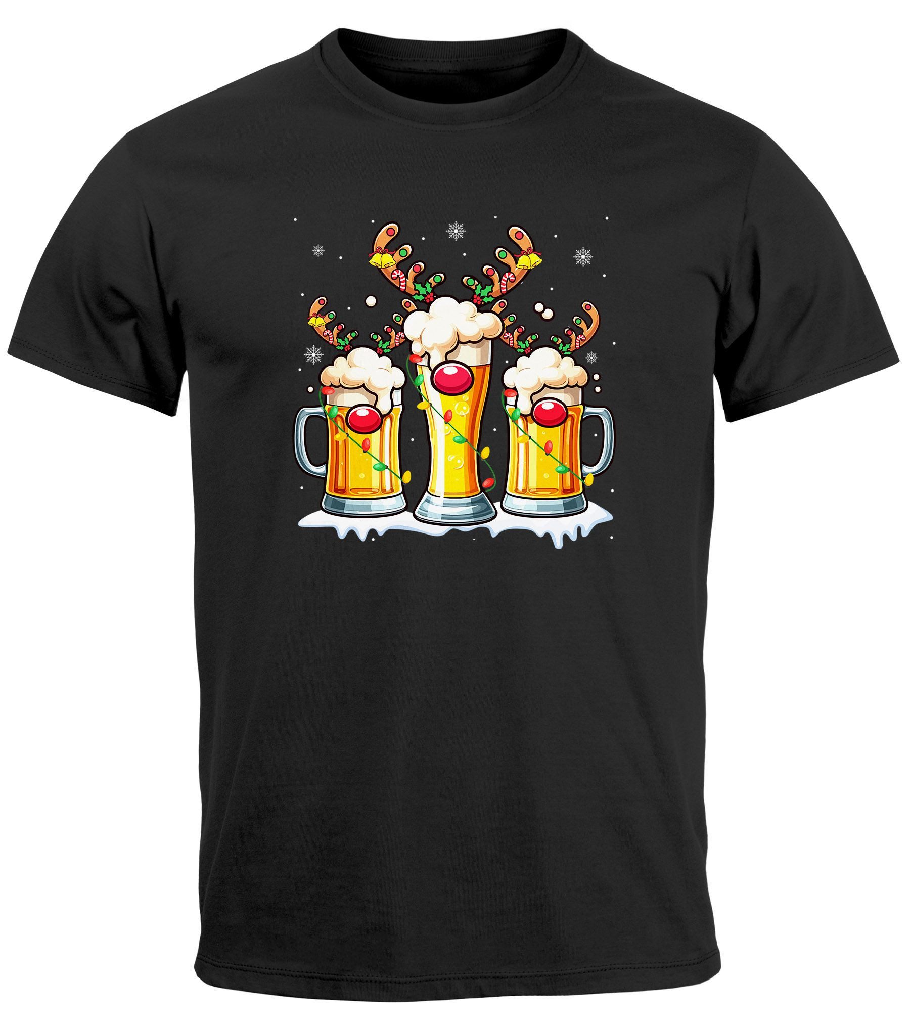 Print-Shirt Herren T-Shirt Weihnachten Biergläser Bier Lustig Fun-Shirt Alkohol