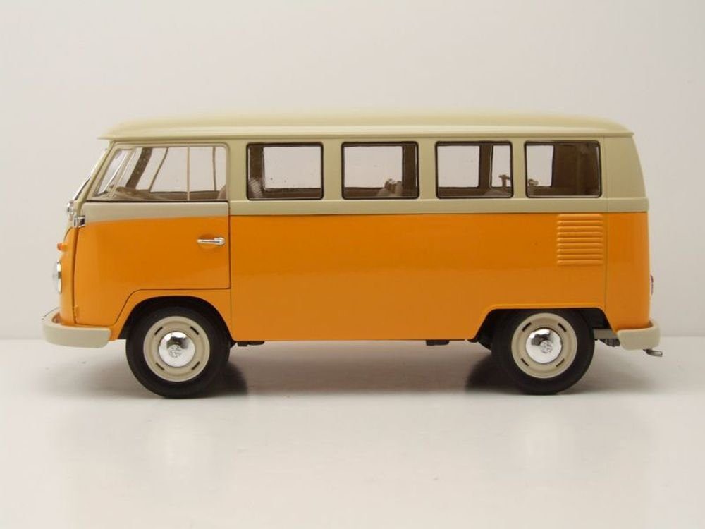 Welly Modellauto VW T1 Bus Fensterbus 1963 gelb beige, Maßstab 1:18