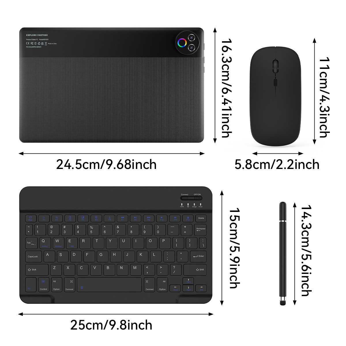 BUFO 10 Zoll 64 GB 1280x800 IPS Maus Tastatur Handschrift Stift Set Tablet (10", 64 GB, Android 16, WiFi, Dual-Kamera) – Bild 2 von 5