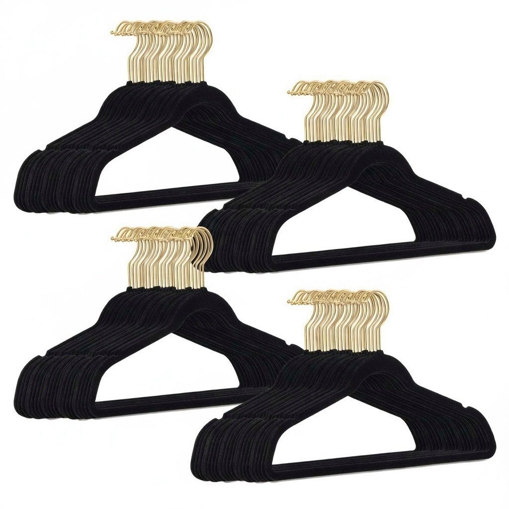 StickandShine Kleiderbügel Samt 100 Stück in verschiedenen Farben mit edlen Goldhaken im Set, (Spar-Set), Designbügel