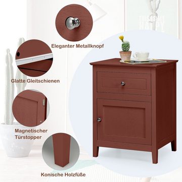 COSTWAY Nachttisch (1-St), mit Tür und Schublade 48 x 38 x 63,5cm