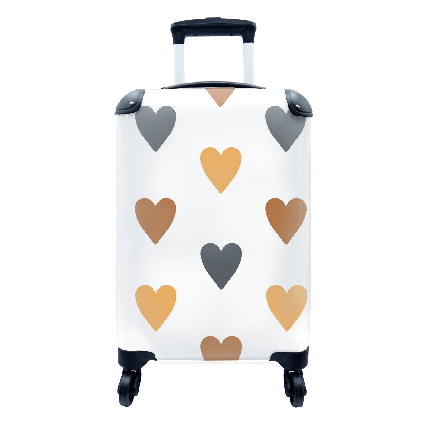 MuchoWow Handgepäckkoffer Kind - Herzen - Muster, 4 Rollen, Reisetasche mit rollen, Handgepäck für Ferien, Trolley, Reisekoffer