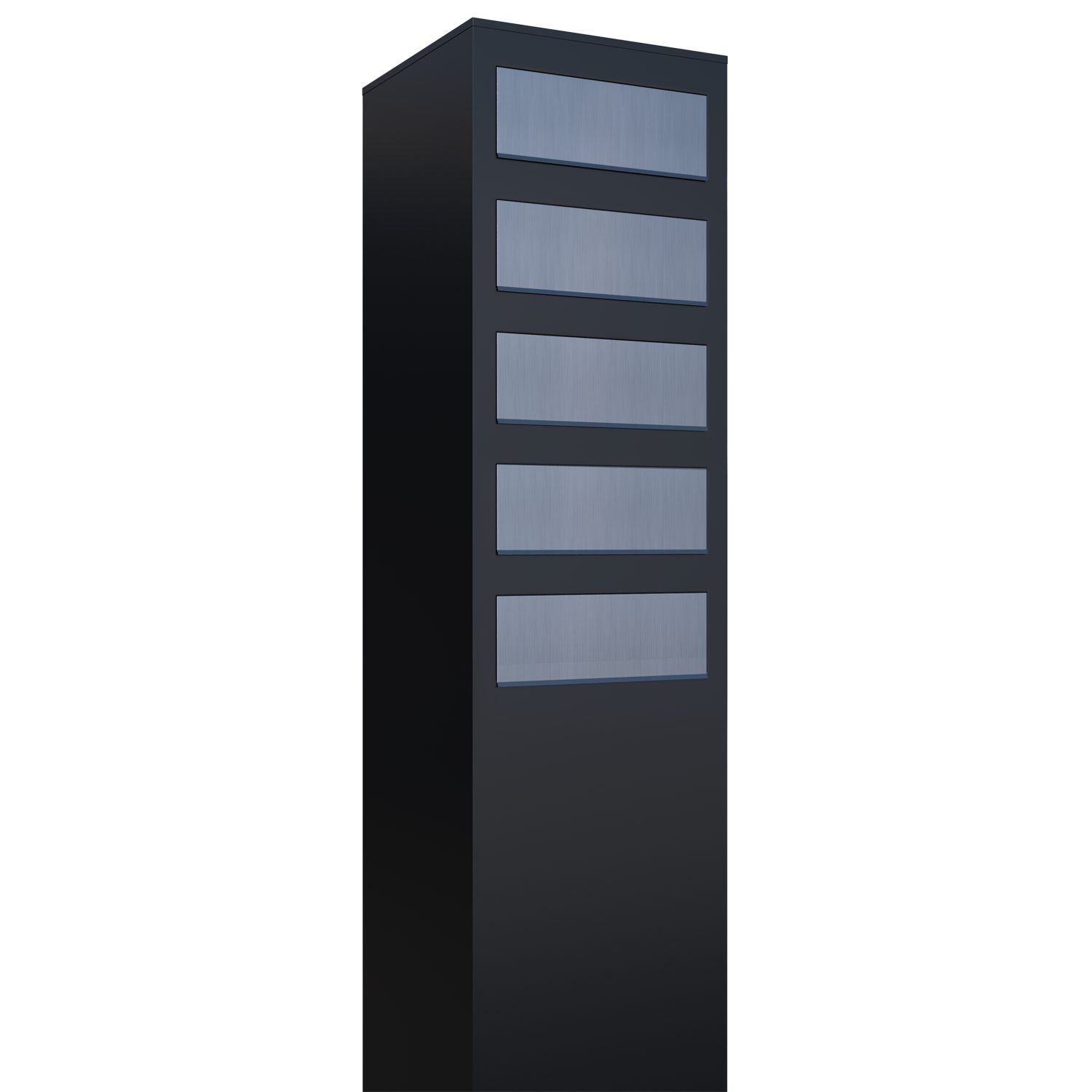 Bravios Standbriefkasten Briefkastenanlage Monolith for Five in Schwarz mit Edelstahlklappe