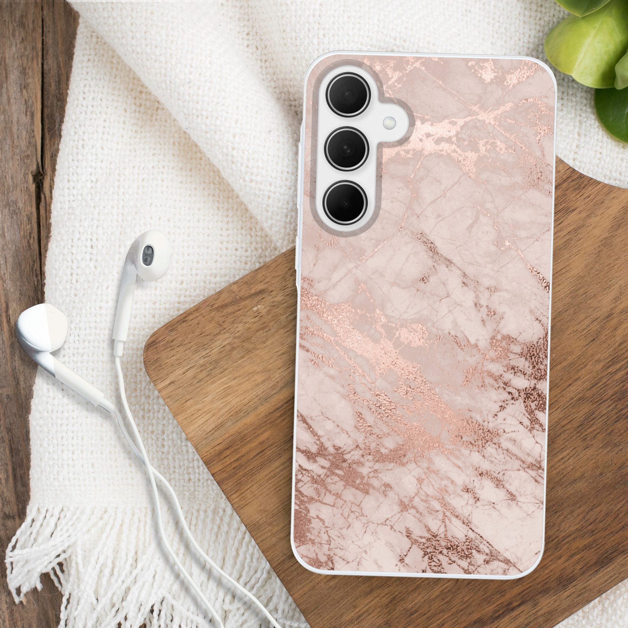 MuchoWow Handyhülle für Samsung Galaxy A35 5G Marmor - Rosa - Luxus - Marmoroptik - Glitze, Smartphone-Bumper, Print, Handy Schutzhülle Dünn