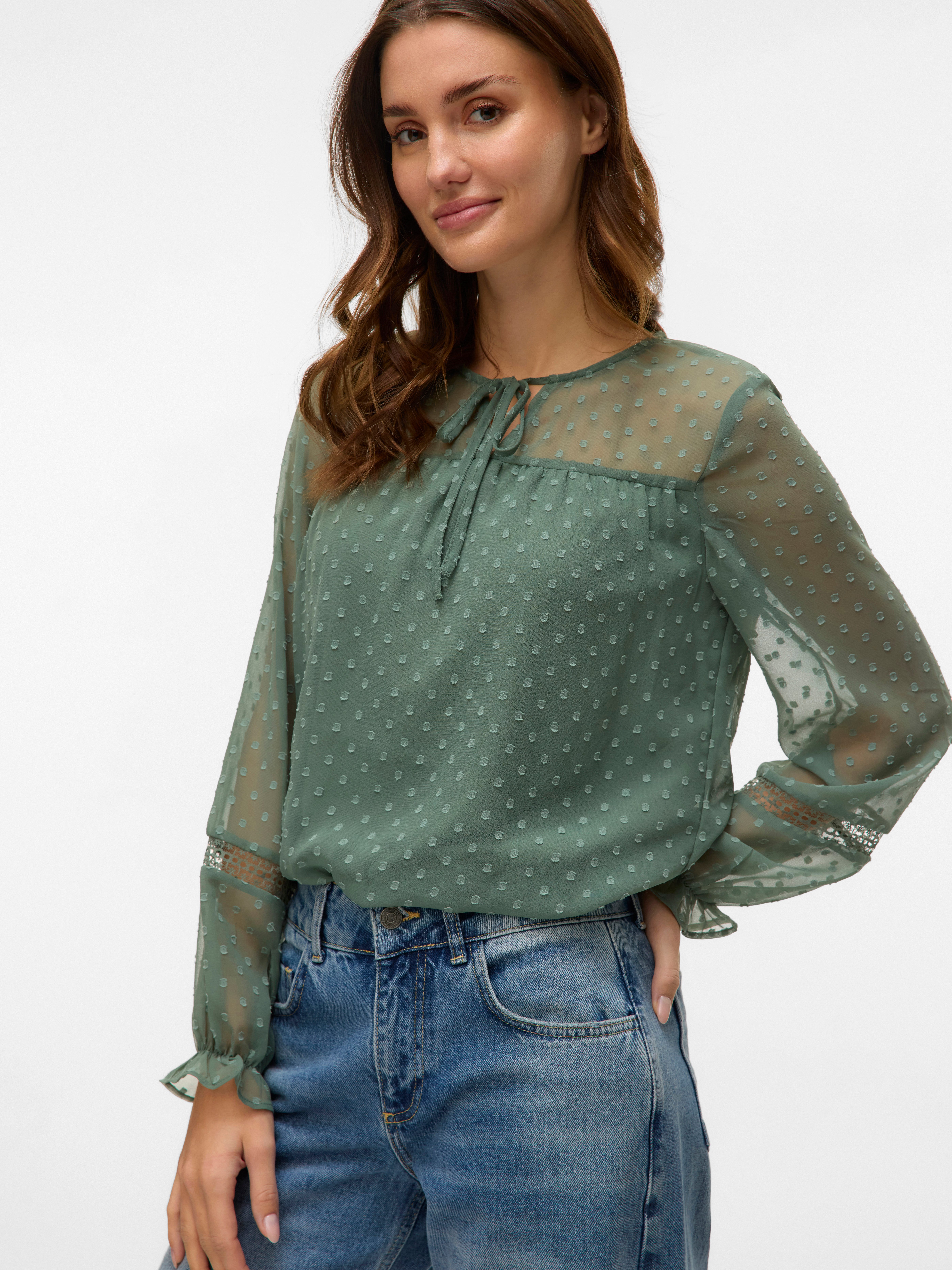 Vero Moda Langarmbluse VMLEAH LS LACE günstig online kaufen