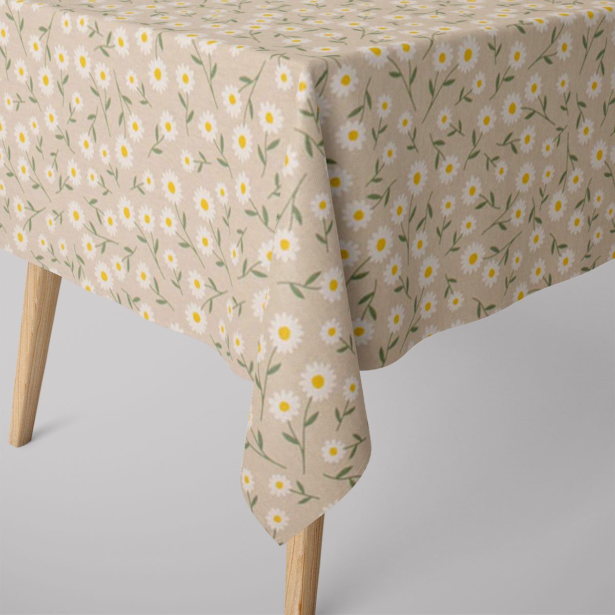 SCHÖNER LEBEN. Tischdecke Gänseblümchen hellblau oder natur weiß, handmade