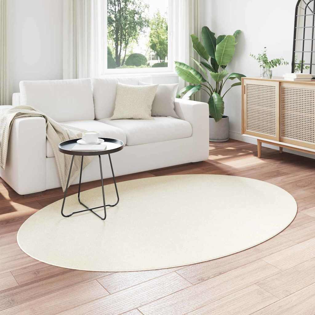 vidaXL Teppich Teppich HUARTE Creme 140 x 200 cm 100 % Polyester, Oval