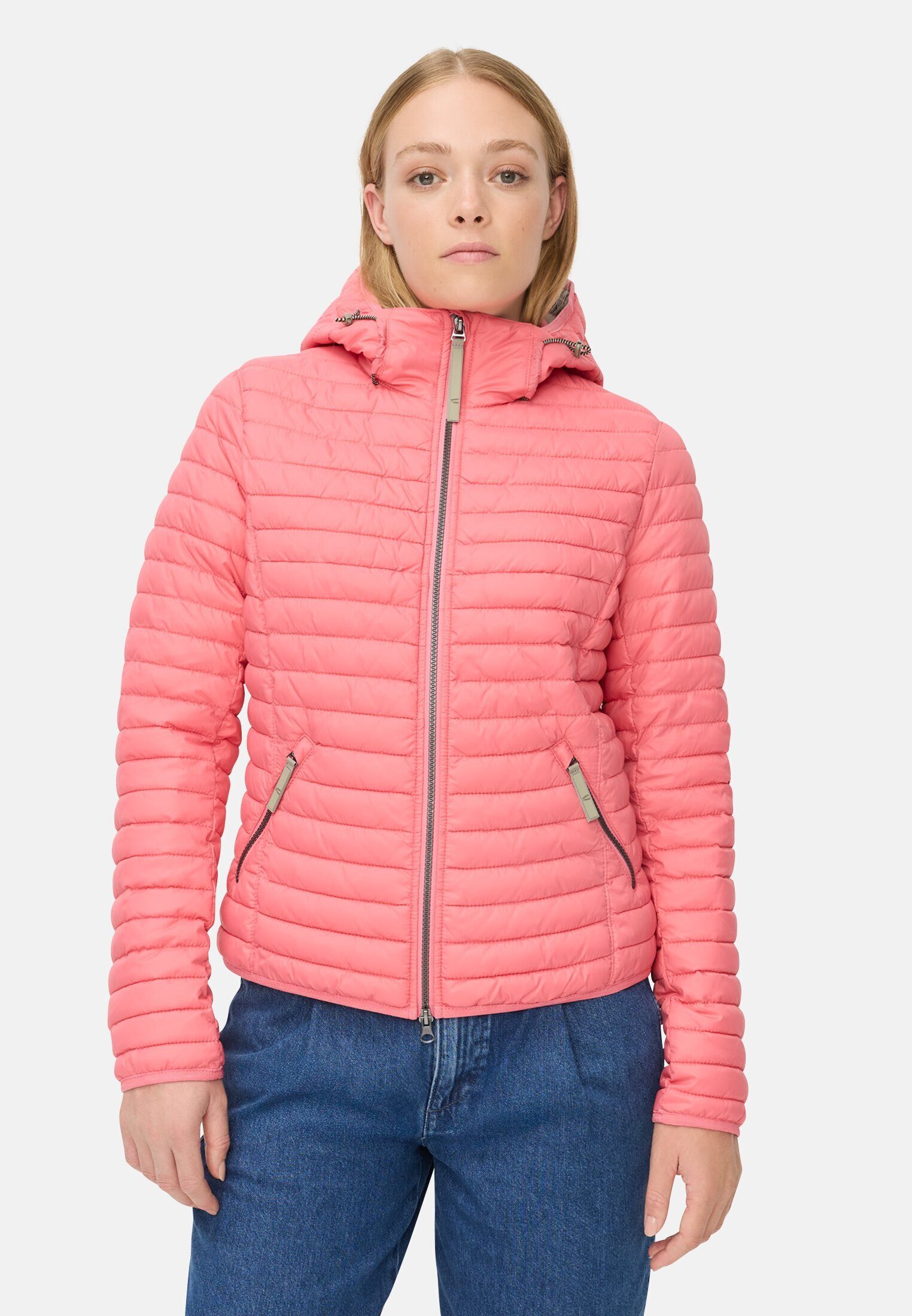 camel active Steppjacke mit wasserabweisender Funktion Langarm Kapuze Markenlabel