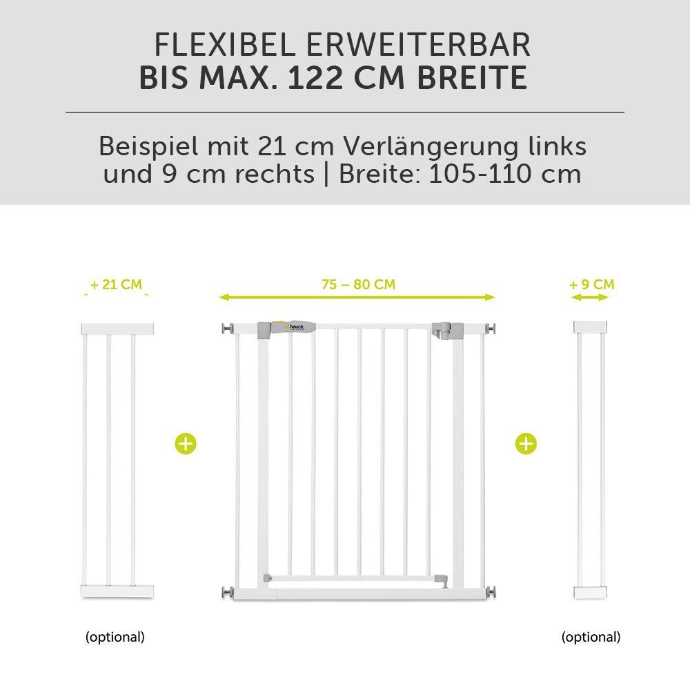 101 ohne 96 cm Treppenschutzgitter Verlängerung White, N inkl. Hauck Open bis Türschutzgitter Stop Bohren - cm 21