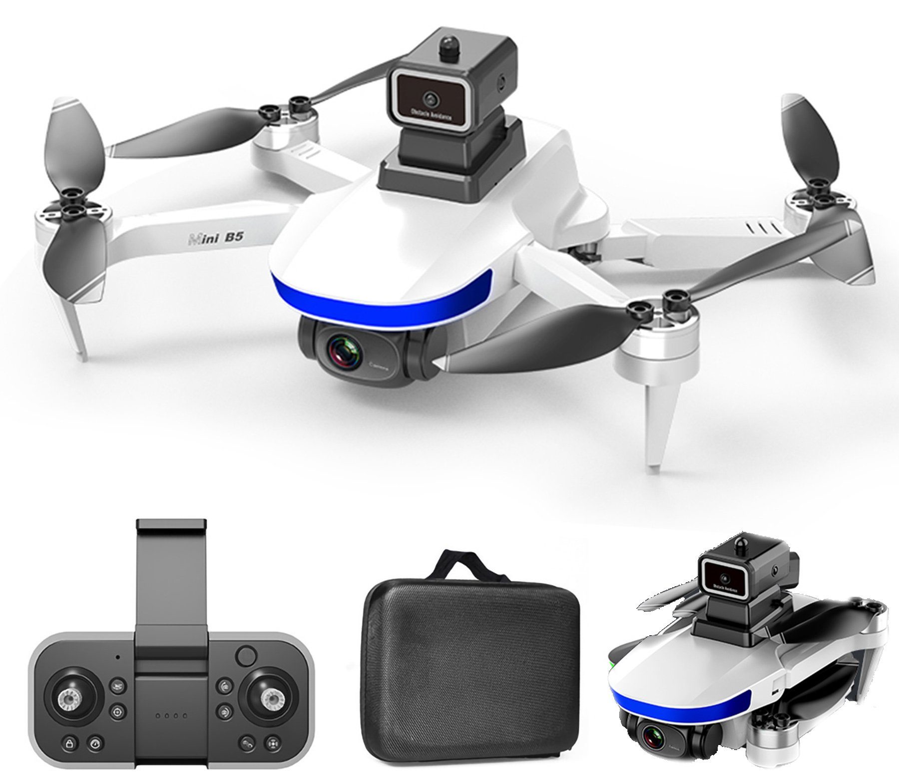 Rutaqian 2,4 GHz ferngesteuerte Drohne Bürstenloser Quadrocopter Anti-Jamming Quadrocopter (4K/6K, HD-kompatible Kamera Luftaufnahmen 4 Kanäle, Mini-Faltdrohne, APP-Handysteuerung Fernbedienung Spielzeugflugzeug, Geeignet für Erwachsene, Kinder und Anfänger) Weiß,4K