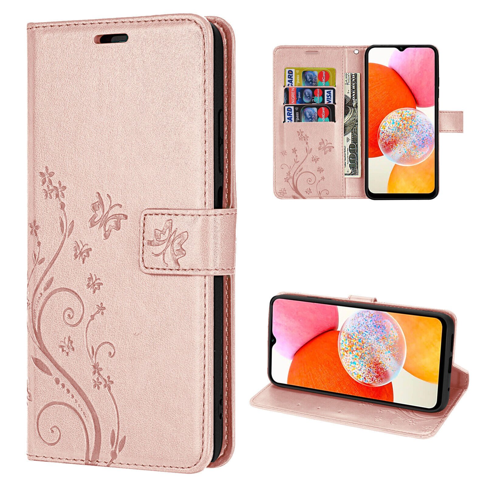 betterfon Handyhülle Handytasche für Samsung Galaxy A14 Schutzhülle Klapphülle, Bookstyle-Hülle: Magnetverschluss 3 Kartenfächer & Standfunktion