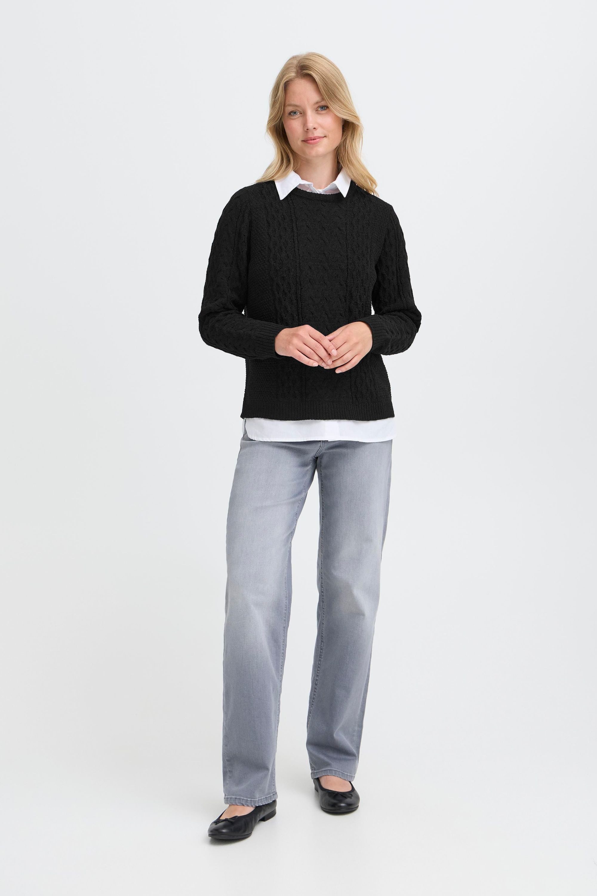 OXMO Strickpullover OXFSanvi Modischer Strickpullover mit integrierter Bluse
