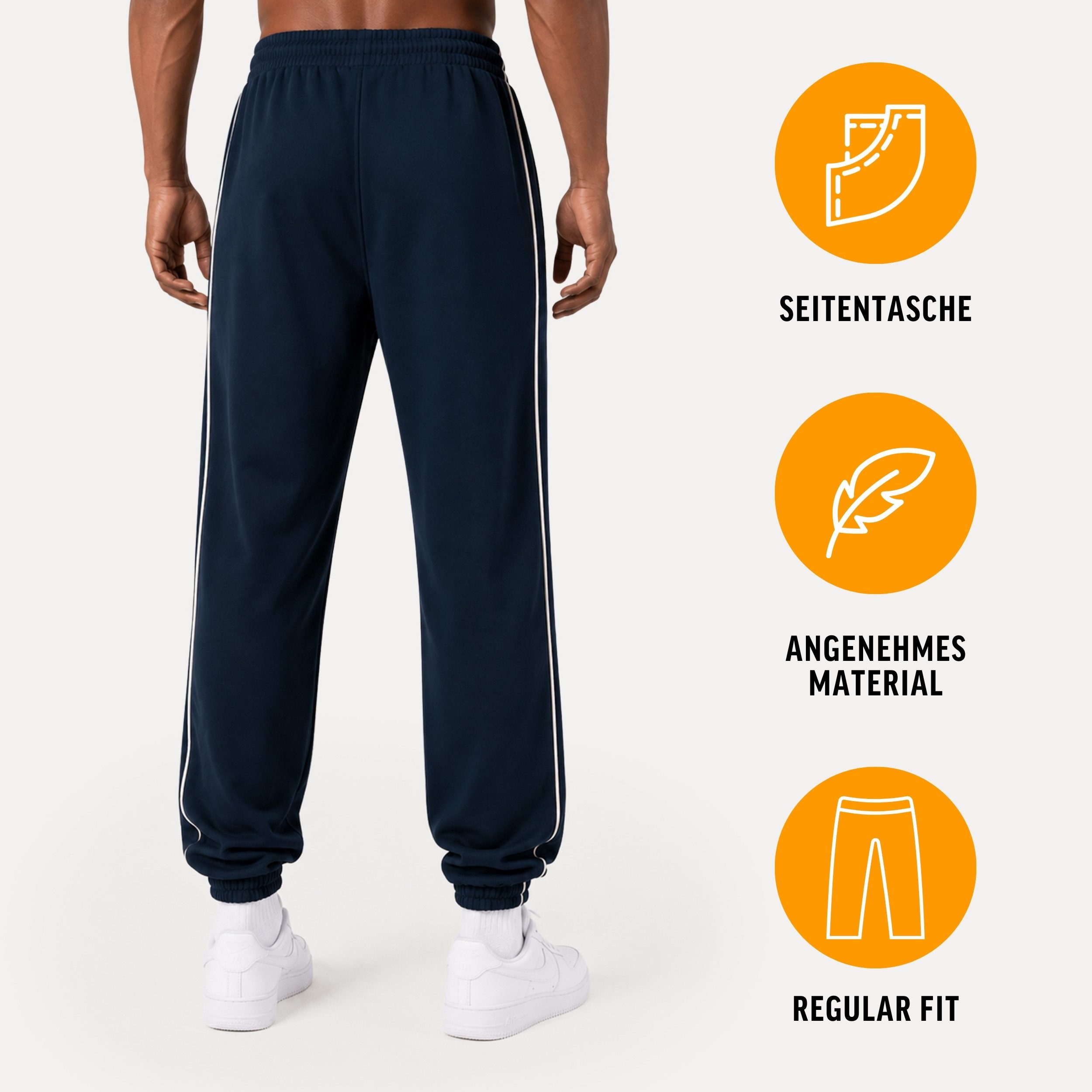 Smilodox Jogginghose Iseo Herren, FILA Jogger, Regular Fit, Baumwolle, für Sport, Freizeit FILA Kollaboration, Side Stripes, Rippbund, Tapered Leg