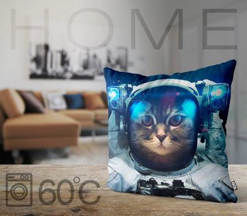 Kissenbezug, VOID (1 Stück), Sofa-Kissen Katze Astronaut Kissenbezug Katze Weltall Astronaut Space Raumfahrt Raumschiff