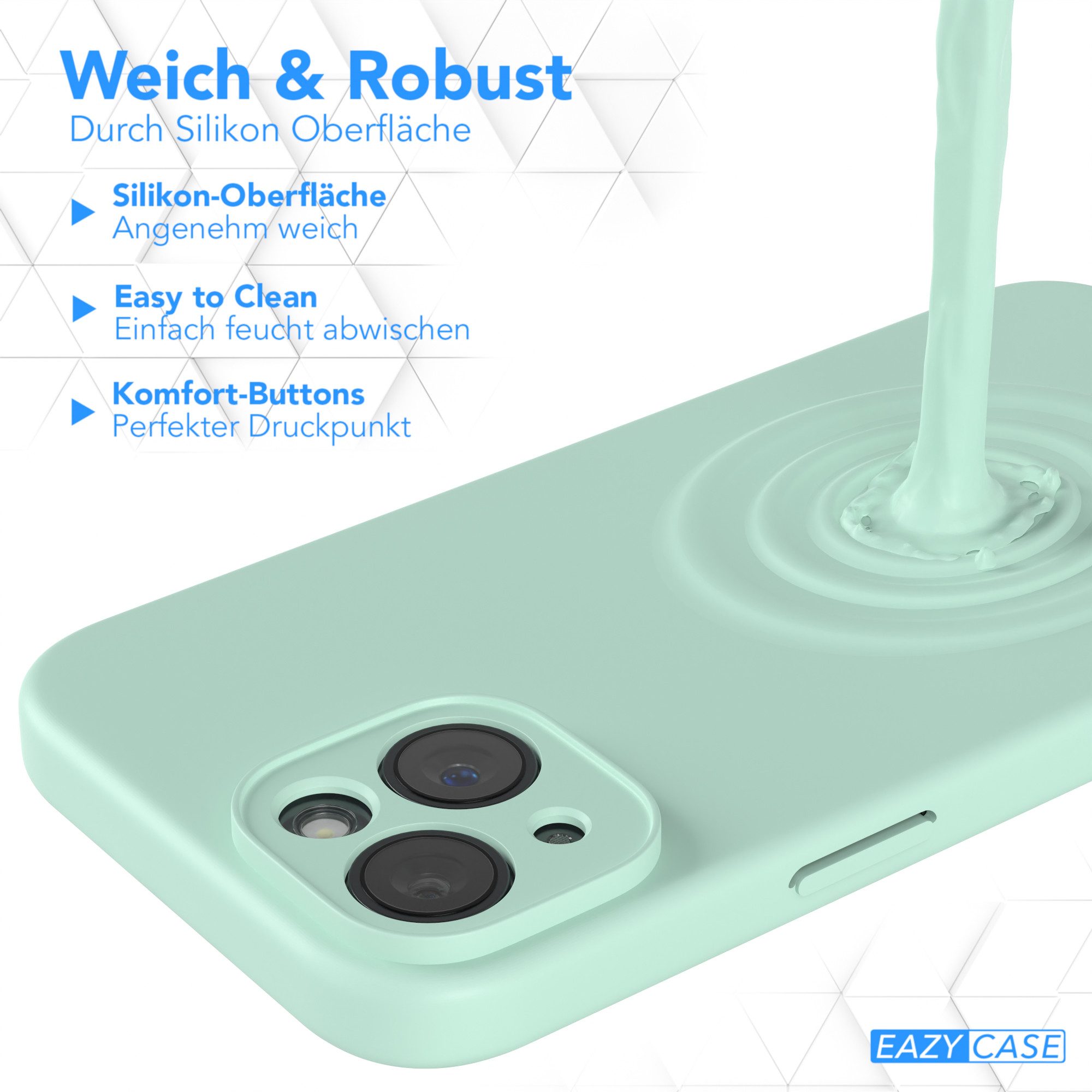 EAZY CASE Handyhülle für Apple iPhone 15 Hülle Silikon 6,1 Zoll, Hülle Silikon kratzfest Smart Slimcover Bumper Case Etui Mint Grün – Bild 5 von 5