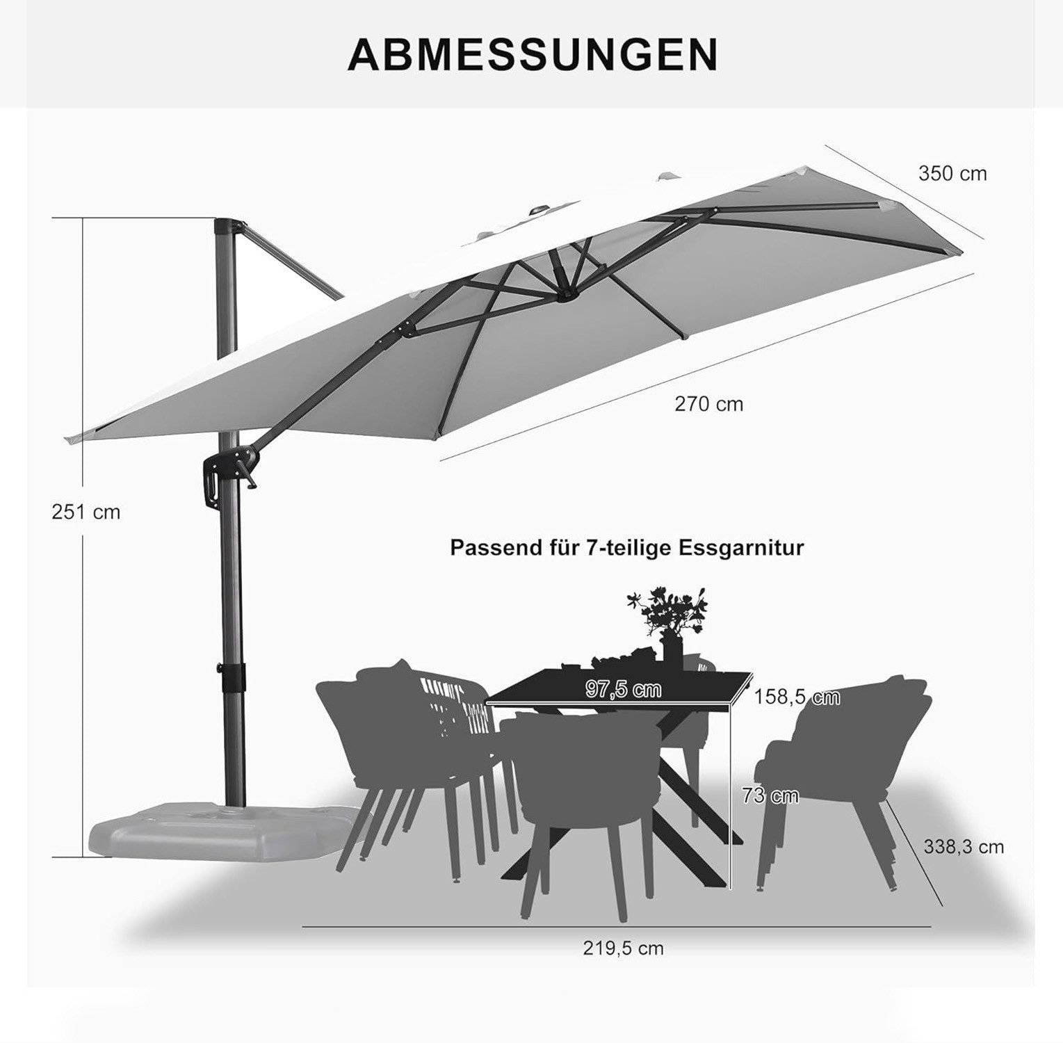 PURPLE LEAF Ampelschirm Quadratischer Terrassenschirm, Alu günstig online kaufen