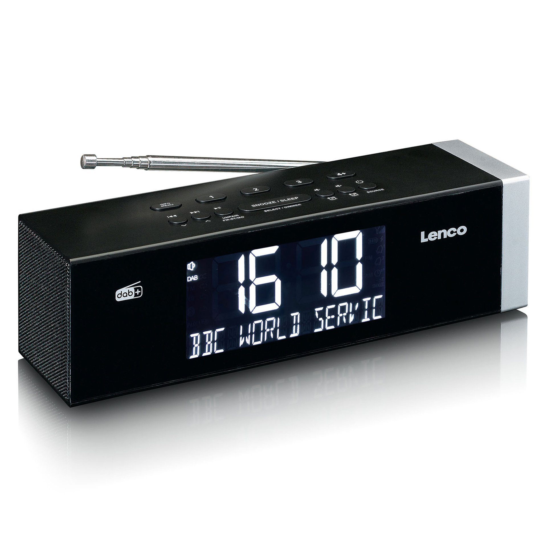 Lenco CR-640BK DAB+/FM Stereo Uhrenradio mit BT und 2x4W RMS Digitalradio (DAB) (Digitalradio (DAB), 4 W) | Digitalradios (DAB+)