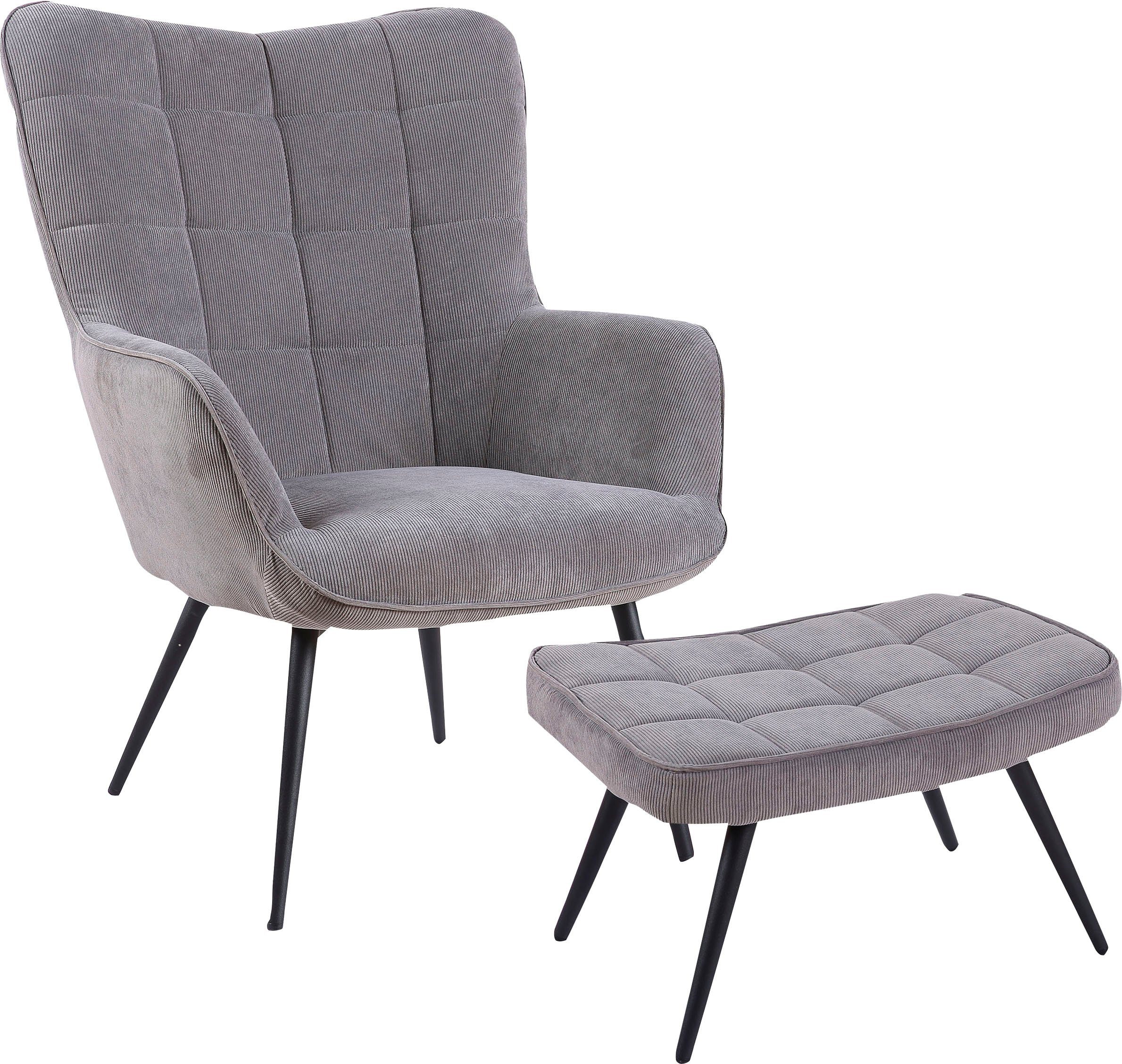 byLIVING Sessel Uta (1-St), wahlweise mit oder ohne Hocker, in Cord, Samt  oder Webstoff | Einzelsessel
