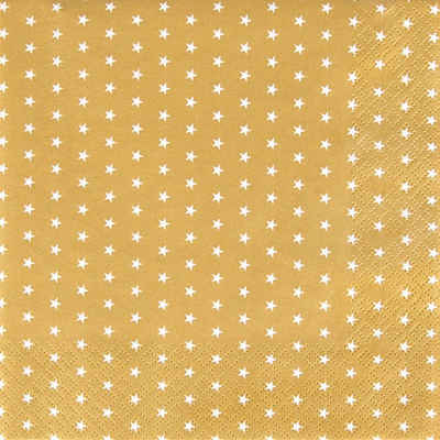 HOME FASHION Papierserviette 20 Servietten Mini Stars gold - Mini Sterne gold 33x33cm, (20 St)