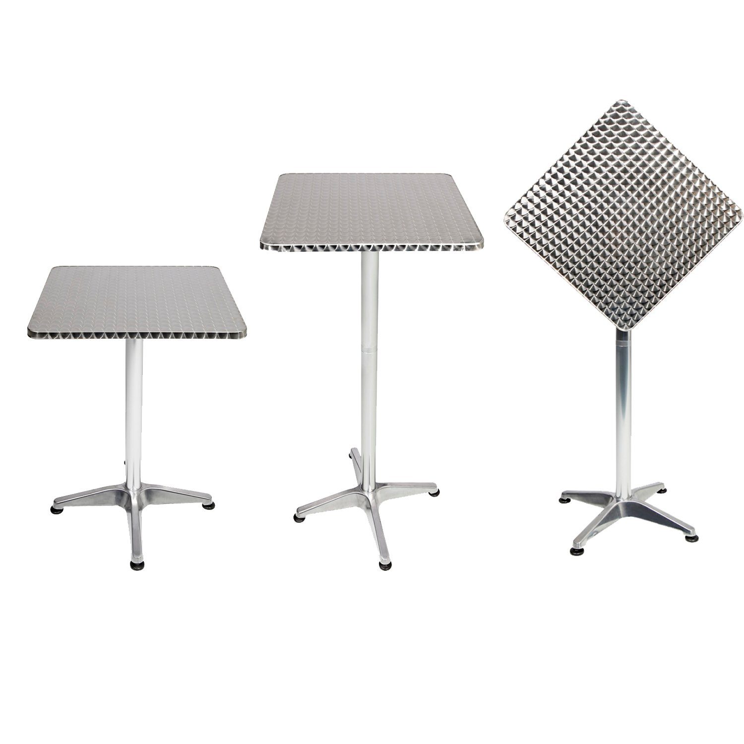 Aluminium Küchentisch Bistrostehtisch Höhenverstellbar klappbar Mojawo H70/110cm 60x60cm