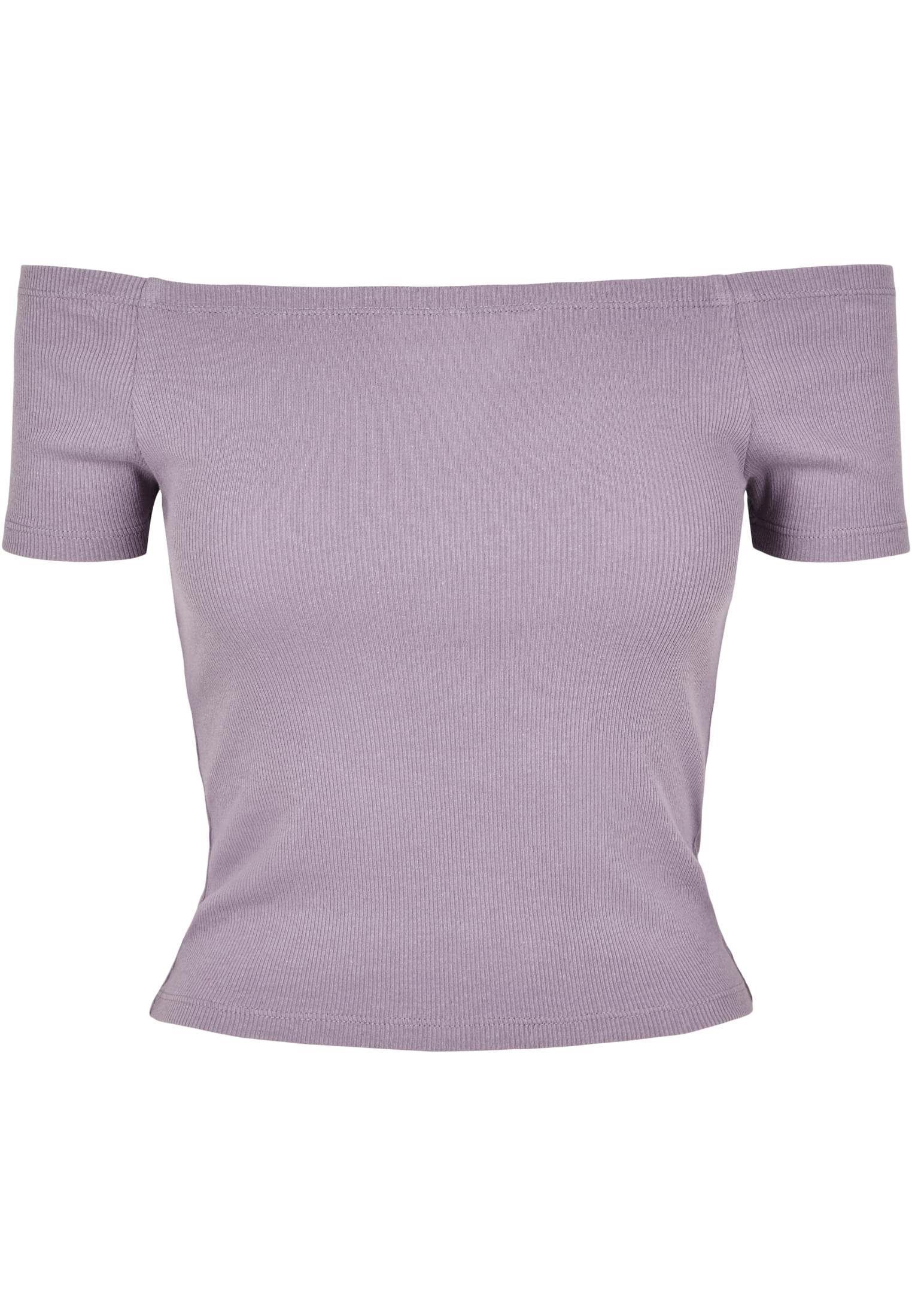 URBAN CLASSICS T-Shirt Damen Off Tee Rib dustypurple Shoulder Ladies (1-tlg)