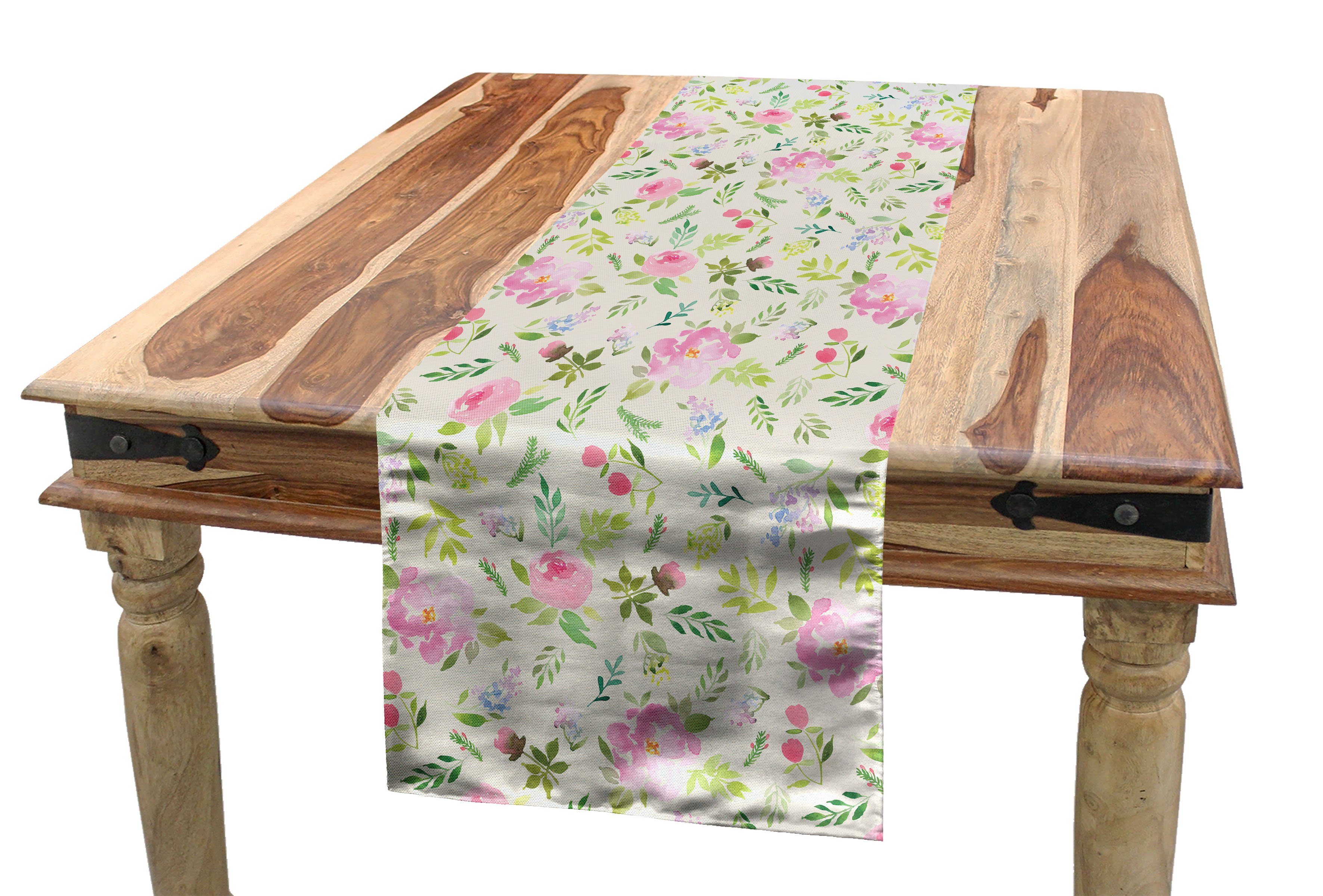 Rechteckiger Tischläufer, Dekorativer Abakuhaus Esszimmer Tischläufer Blumen Frühlingsblumen Frische Küche