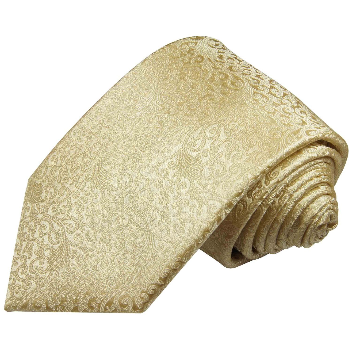 Paul Malone Krawatte Herren Hochzeitskrawatte mit Tuch floral 100% Seide Hochzeit Schlips (Set, 2-St., Krawatte mit Einstecktuch) Breit (8cm), creme 2096 – Bild 3 von 3