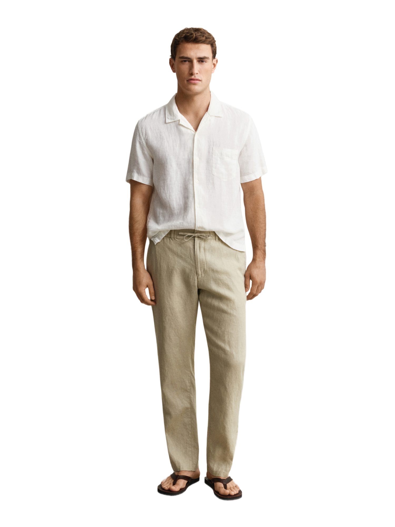 Gant Leinenhose natur, Casual, Leinen, Unifarben, Regular Fit