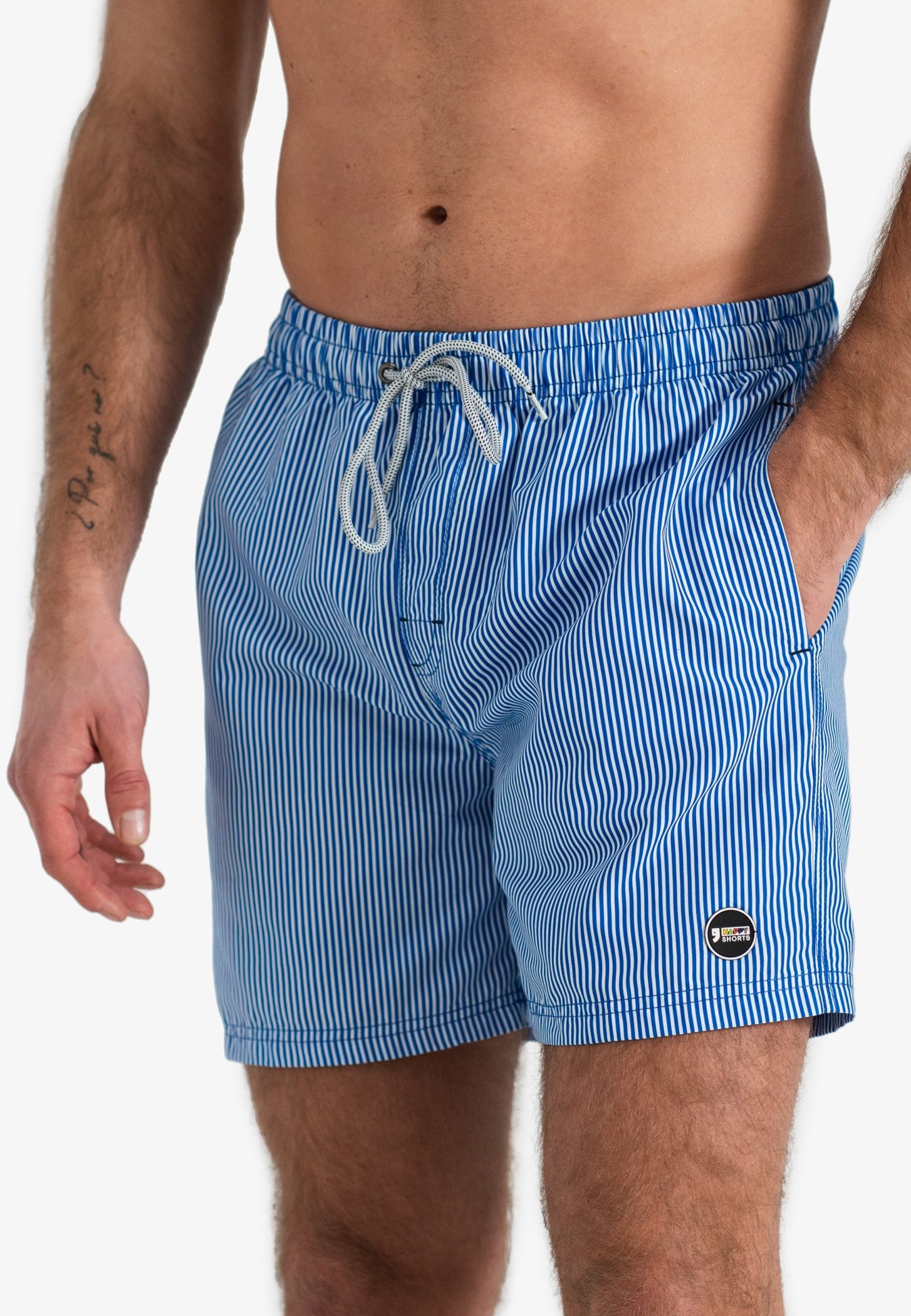 HAPPY SHORTS Badehose HAPPY SHORTS Herren Badeshorts Strandshort Blau Strei günstig online kaufen
