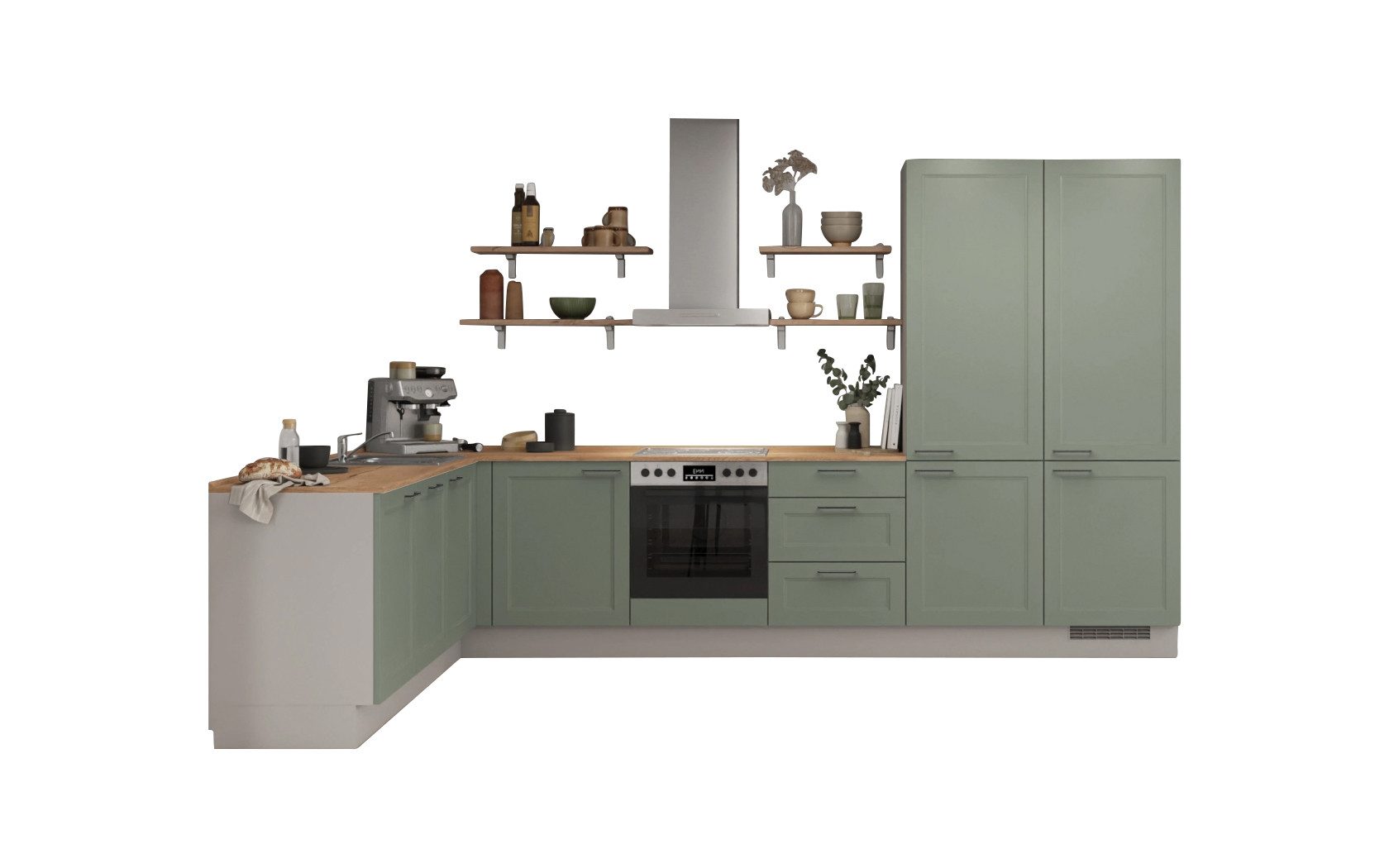 nobilia® Winkelküche Fjord, individuell anpassbar, gratis Küchenplanung mit Profis, (Breite 613.2 cm), vormontiert, wahlw. mit E-Geräten, inkl. Lieferung