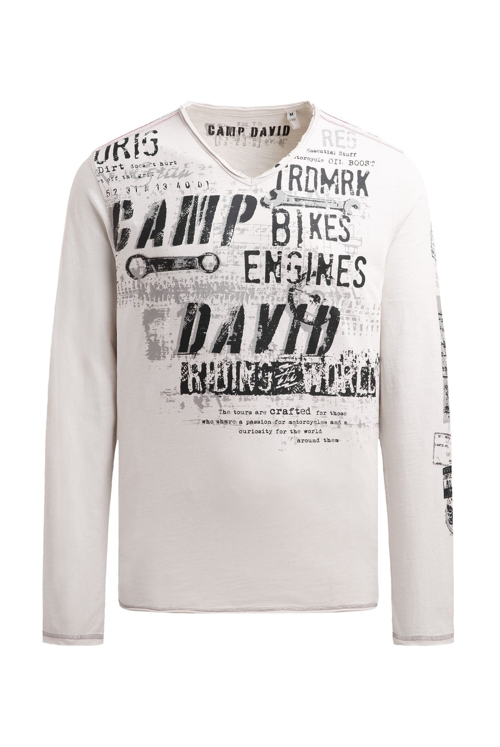 CAMP DAVID V-Shirt mit offenen Kanten günstig online kaufen
