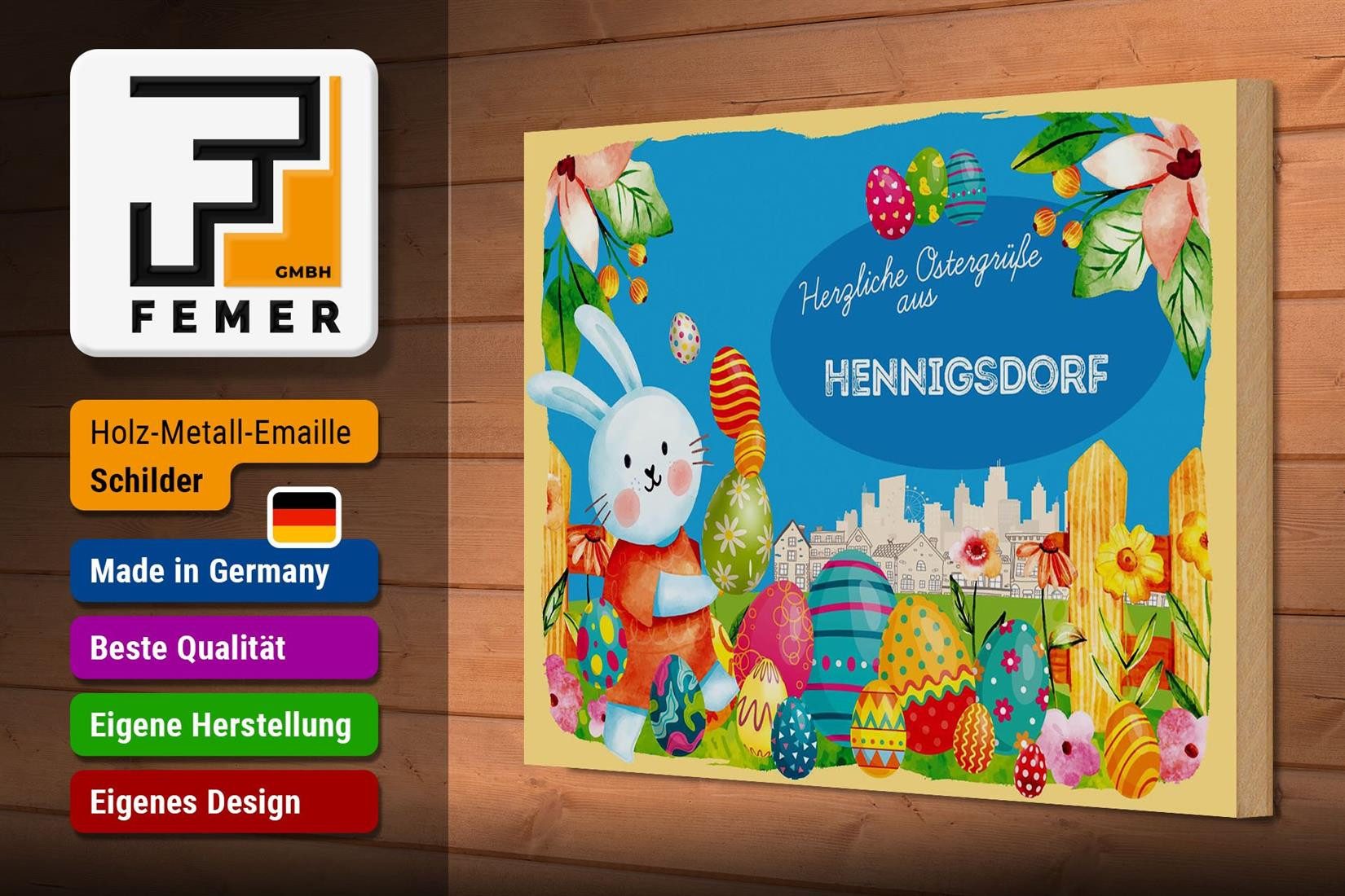 Femer GmbH Holzbild Ostern Ostergrüße 30x20cm HENNIGSDORF Deko, Feste und Feiertage (1 St), Glatte Holzfaserplatte (MDF), vorn beschichtet