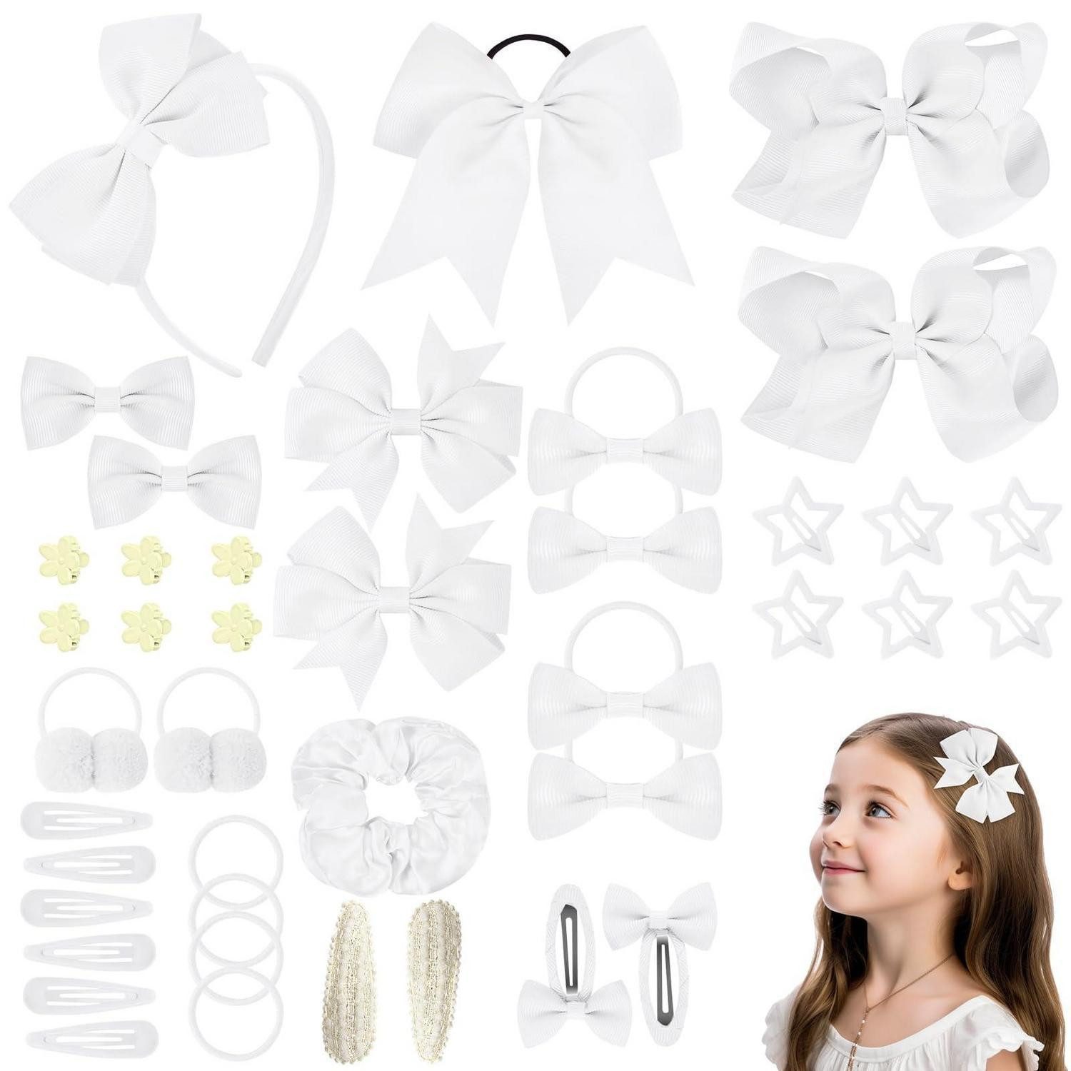 LuxusKollektion Haarstyling-Set Haarschmuck Set Mädchen 77tlg Weiß