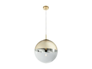 meineWunschleuchte LED Pendelleuchte, LED wechselbar, warmweiß, ausgefallene Glas-kugel für übern Esstisch & Treppenhaus Gold-en Ø33cm