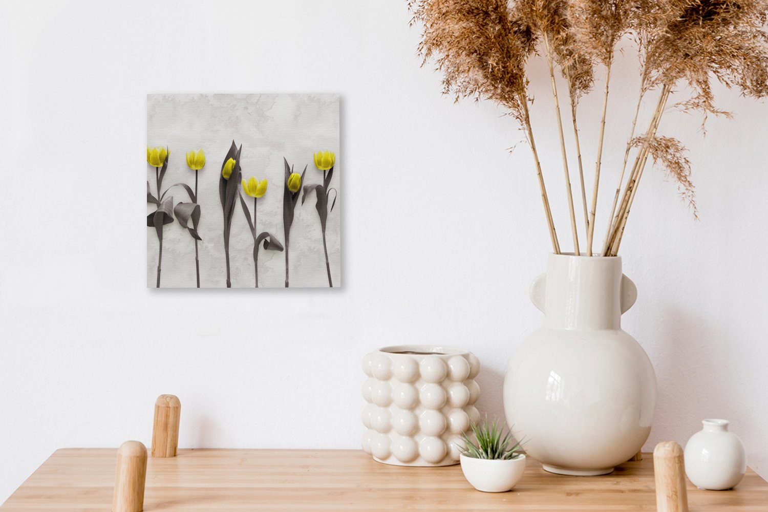 St), Leinwand Tulpen Bilder OneMillionCanvasses® Leinwandbild Schlafzimmer für Wohnzimmer Blumen - - Marmor, (1