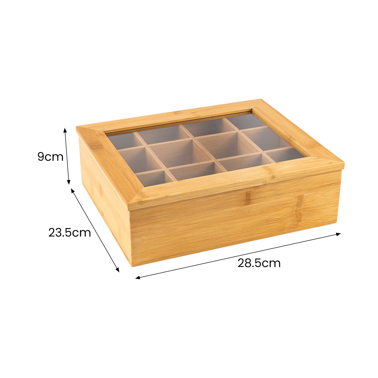 Youyijia Teebox Bambus-Teebox zur Teeaufbewahrung 12 Fächer,Aufbewahrungsbox, Bambus – Bild 4 von 5