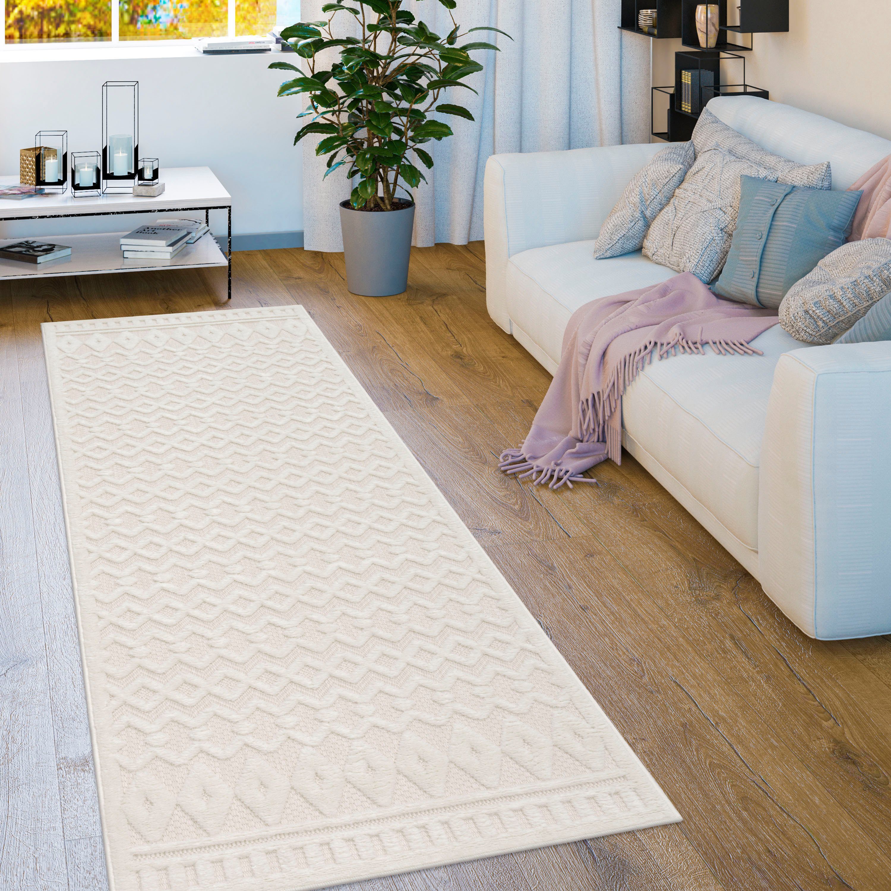 Paco Home Teppich »Livorno 671«, rechteckig, 14 mm Höhe, Uni-Farben, Scandi günstig online kaufen
