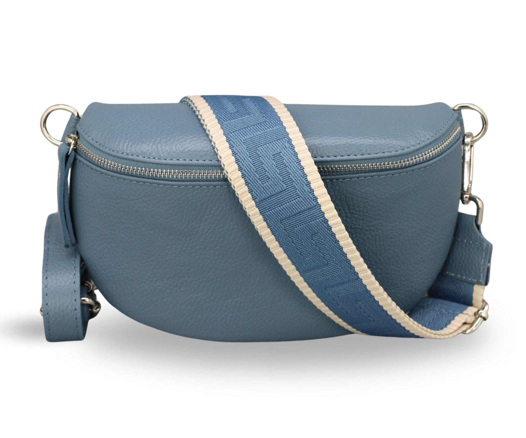 Gürteltasche Bauchtasche Damen Leder, Umhängetasche, Echtes Leder, Jeansblau