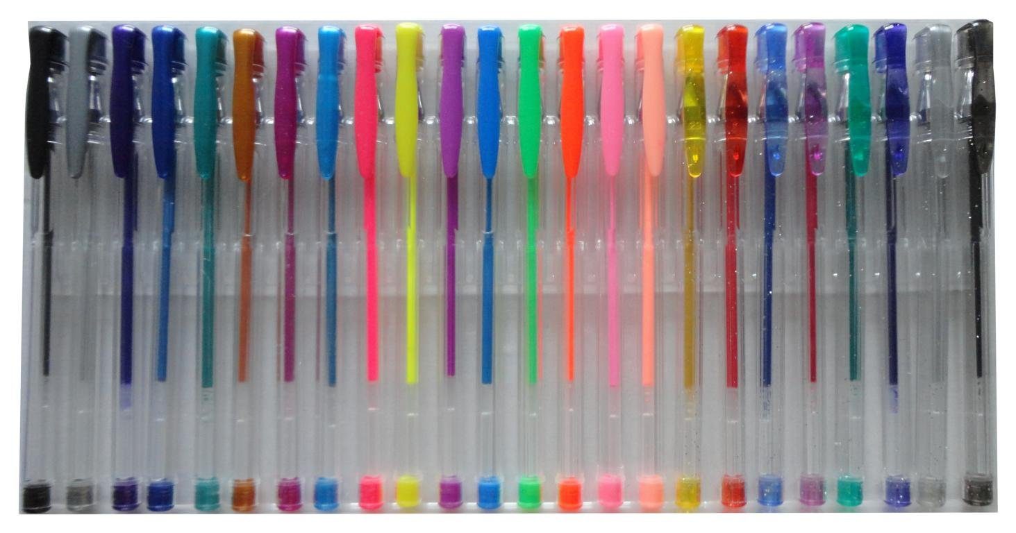 Stylex Schreibwaren Faserstift 24 verschiedene Gelschreiber / Gelstifte / je 8x Metallic, Neon, Glitt