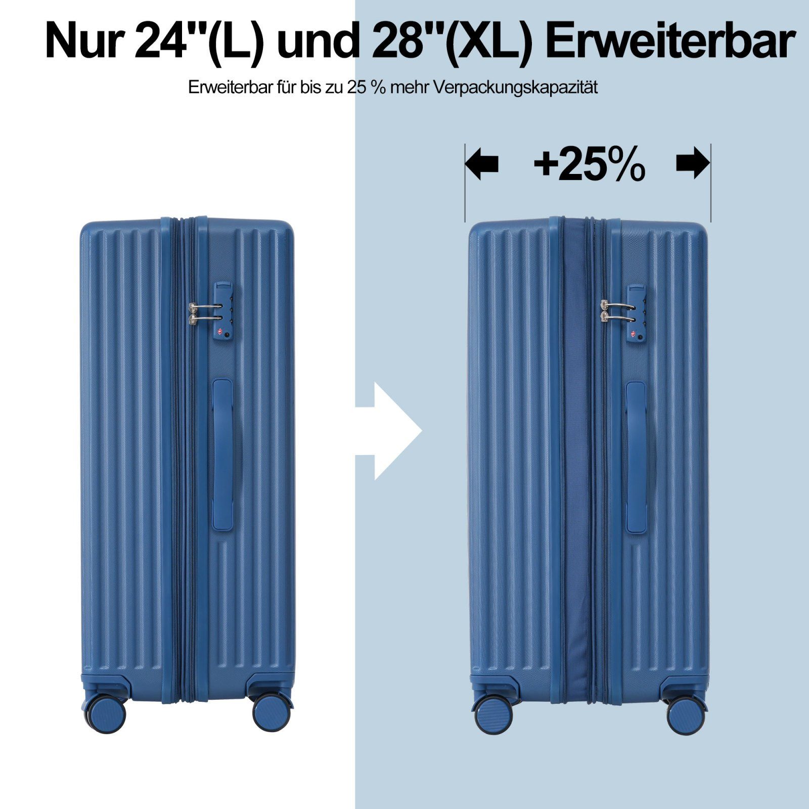 blau ABS-Material, Koffer SEEZSSA Rollkoffer Handgepäck 1tlg Reisekoffer, leichtes Rollen, , 55x36x21cm FarbenModisches Gepäck aus 4