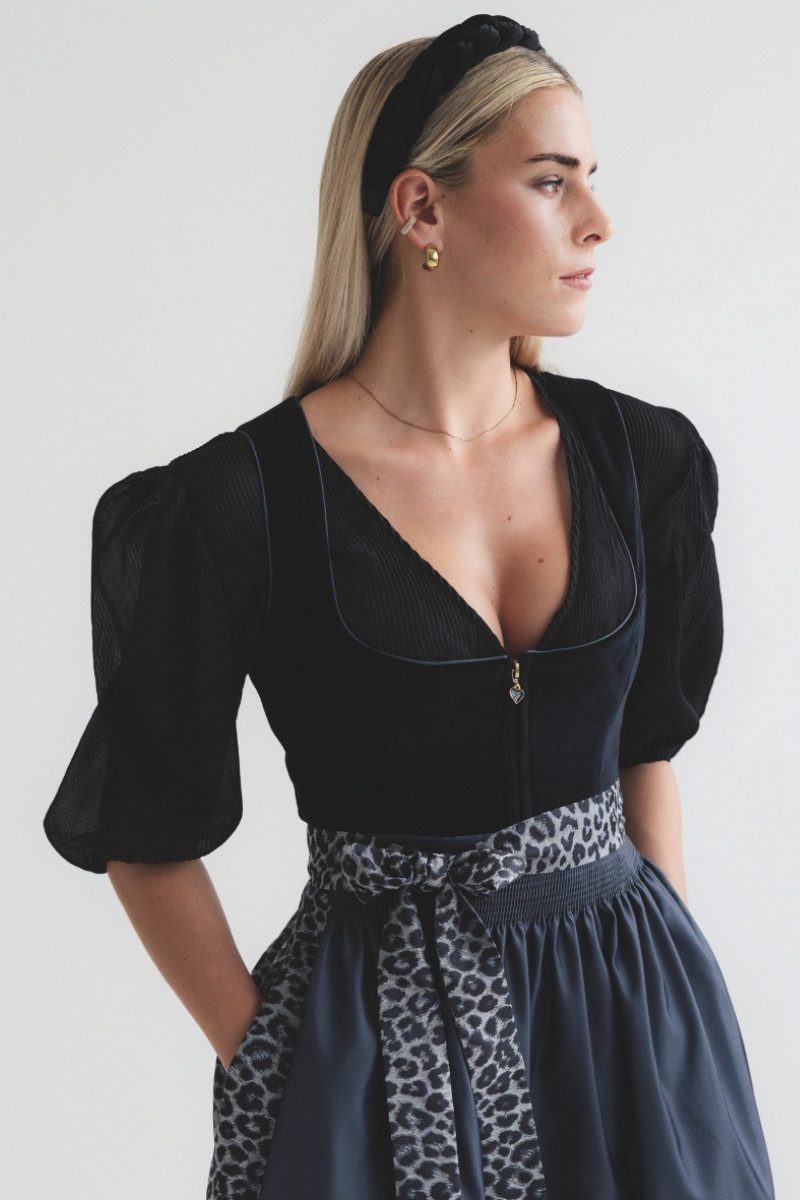 Alpenfee Tracht Dirndl Samt Dirndl 2tlg. - LEONTINA - anthrazit