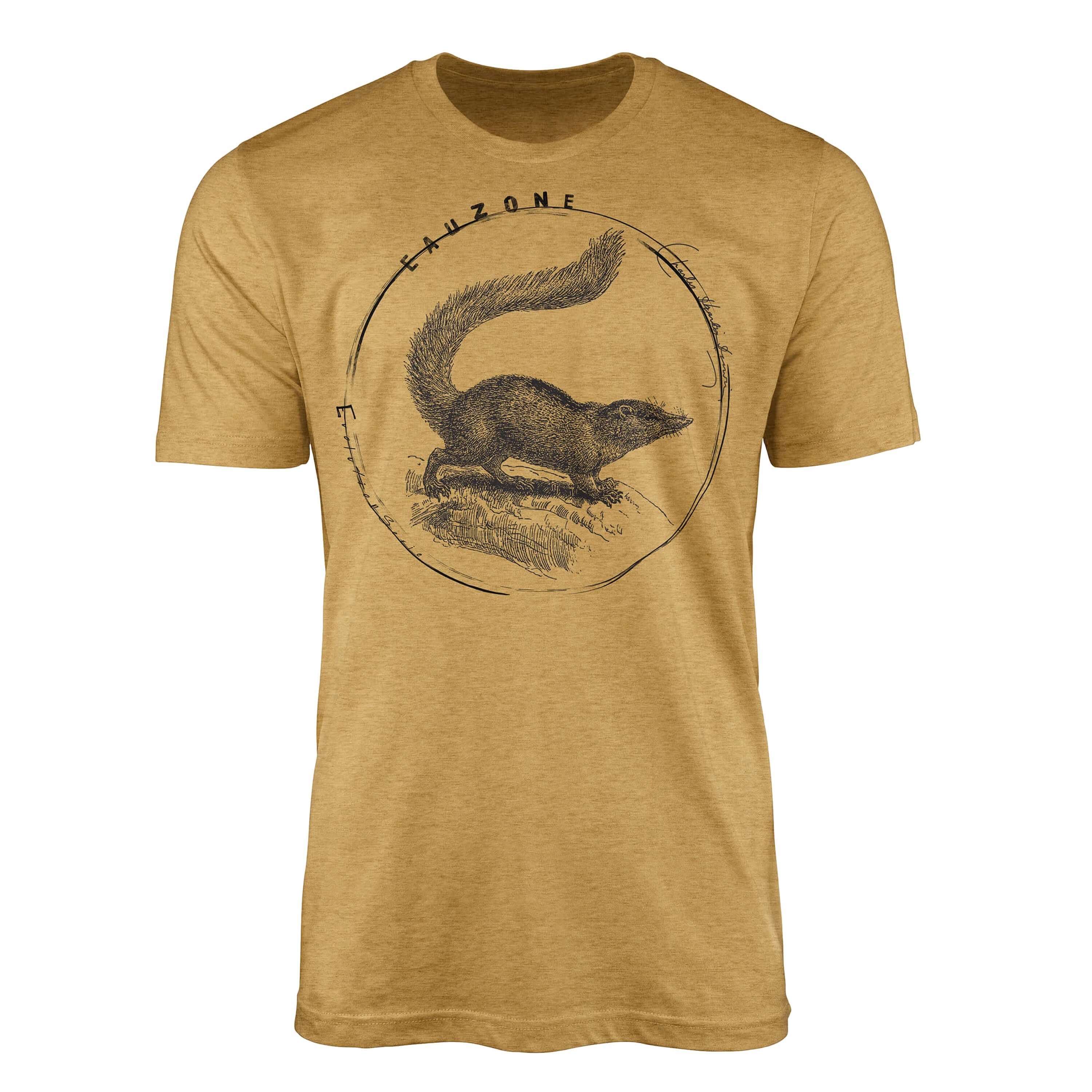 Sinus Art T-Shirt Evolution Herren T-Shirt Spitzhörnchen Antique Gold