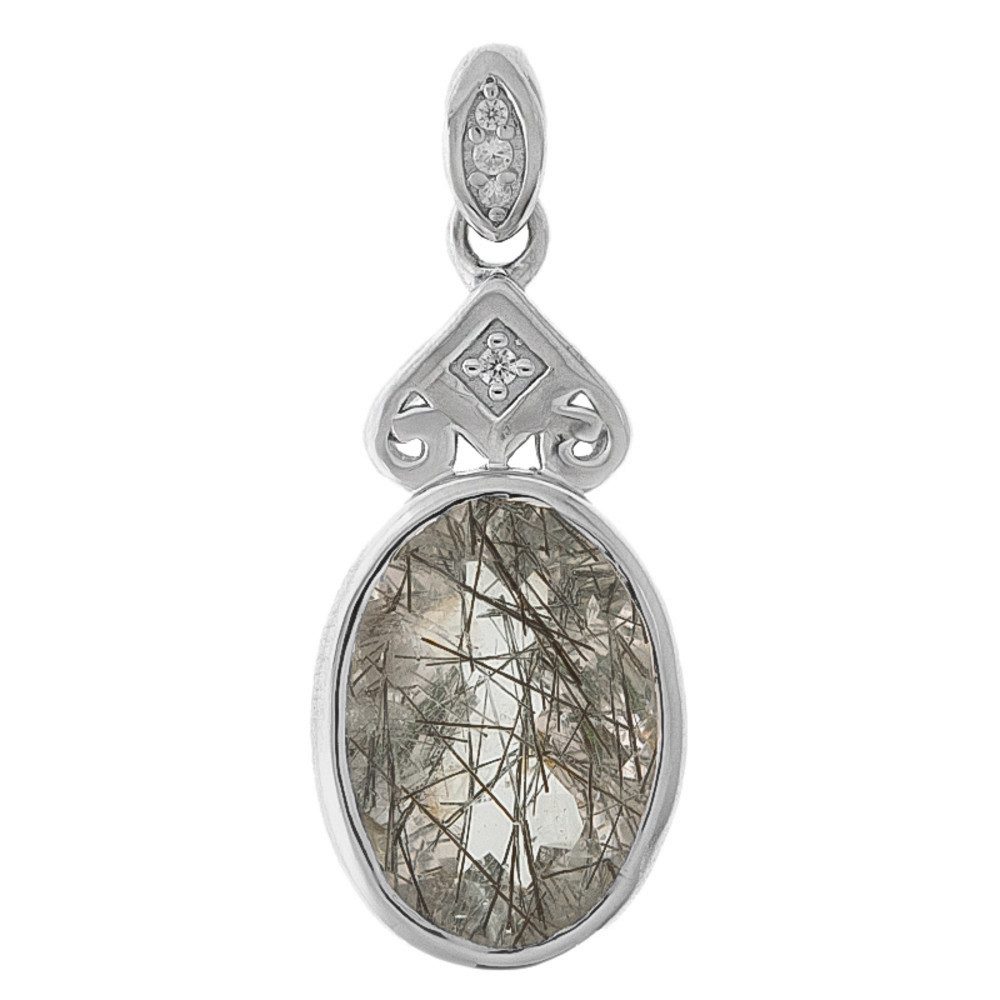 Cavill Kettenanhänger Cavill Silberanhänger mit 3,98 ct schwarzem Rutilquarz & Zirkon (1-tlg)