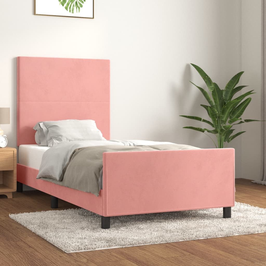 furnicato Bettgestell mit Kopfteil Rosa 90x190 günstig online kaufen