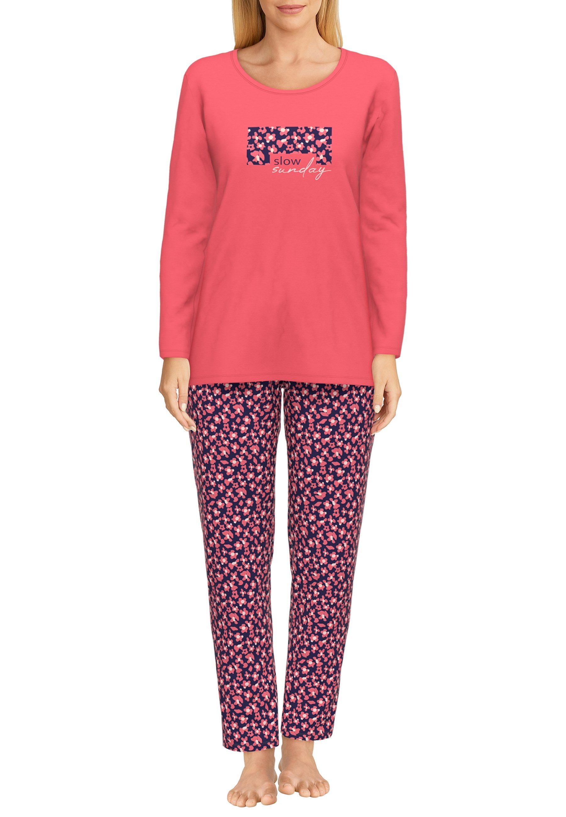 Pyjama GÖTZBURG Damen Pyjama rot bedruckt